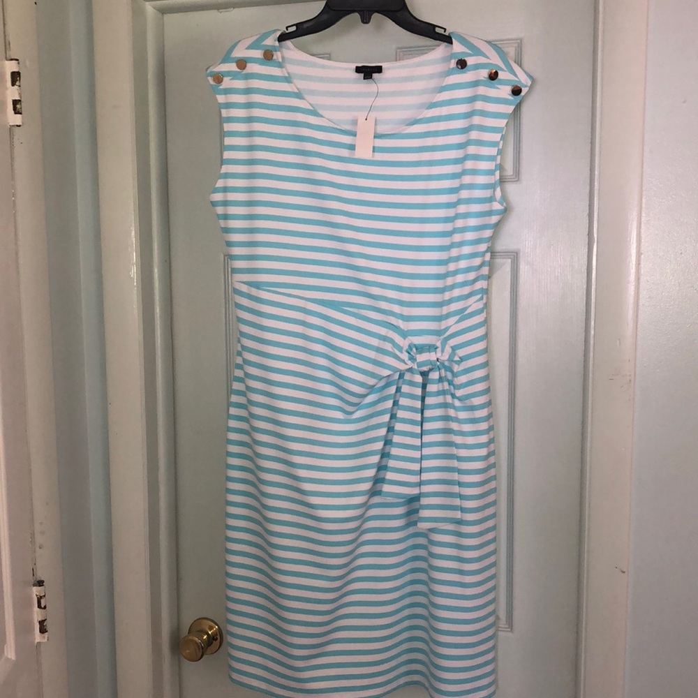 NWT Talbots striped side tie sleeveless stretchy dress Size L